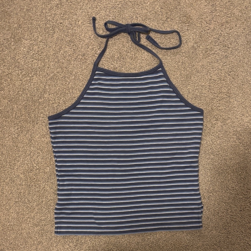 Aeropostale Halter Top Blue and White Stripes